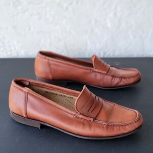 SANTONI Casual Leather Loafer Slip-On Shoes Men's US 9.5 D Brown MADE IN ITALY